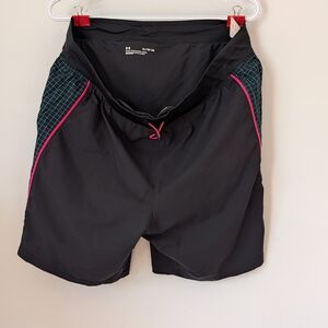 Under Armour Men's Black Swim Shorts with Pink and Blue Accents